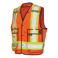 Veste de s&eacute;curit&eacute; pour arpenteur, Orange haute visibilit&eacute;, Grand, Polyester Waymarc Industries Inc