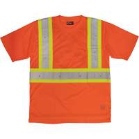 T-shirt de s&eacute;curit&eacute; avec poche &agrave; manches courtes, Polyester, Grand, Orange haute visibilit&eacute; Waymarc Industries Inc