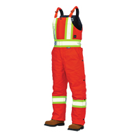 Duck Lined Safety Overalls, Cotton, Large, High Visibility Orange Waymarc Industries Inc