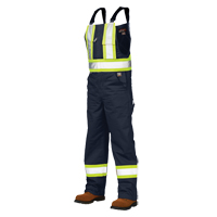 Unlined Safety Overalls, Poly-Cotton, Large, Navy Blue Waymarc Industries Inc