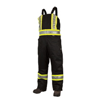 Lined Safety Overalls, Polyester/Polyurethane, Large, Black Waymarc Industries Inc