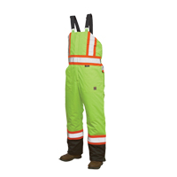 Lined Safety Overalls, Polyester/Polyurethane, Large, High Visibility Lime-Yellow Waymarc Industries Inc
