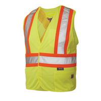Veste de s&eacute;curit&eacute; d&eacute;tachable en cinq points, Jaune lime haute visibilit&eacute;, Grand/T-Grand, Polyester Waymarc Industries Inc