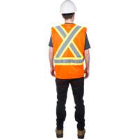Traffic Safety Vest, High Visibility Orange, Medium, Polyester Waymarc Industries Inc