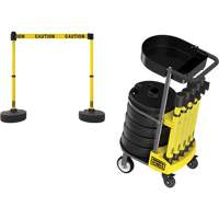 PLUS Barrier Post Cart Kit with Tray, 75' L, Metal, Yellow SGI791 | Waymarc Industries Inc