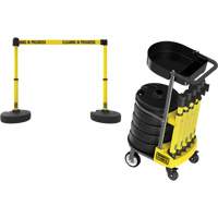 PLUS Barrier Post Cart Kit with Tray, 75' L, Metal, Yellow Waymarc Industries Inc