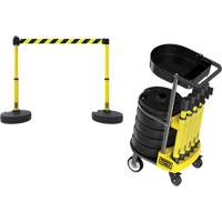 PLUS Barrier Post Cart Kit with Tray, 75' L, Metal, Yellow Waymarc Industries Inc