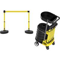 PLUS Barrier Post Cart Kit with Tray, 75' L, Metal, Yellow Waymarc Industries Inc