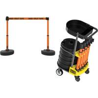 PLUS Barrier Post Cart Kit with Tray, 75' L, Metal, Orange SGI810 | Waymarc Industries Inc
