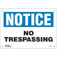 Enseigne No Trespassing, 7" x 10", Aluminium, Anglais Waymarc Industries Inc