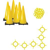 Traffic Cone & Chain Kit, 28", Yellow Waymarc Industries Inc