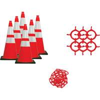 Traffic Cone & Chain Kit, 28", Orange, 4" & 6" Reflective Collar(s) Waymarc Industries Inc