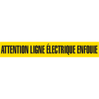 "Attention Ligne Électrique Enfouie" Barricade Tape, French, 3" W x 1000' L, Black on Yellow SGQ360 | Waymarc Industries Inc