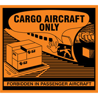 "Cargo Aircraft Only" Handling Labels, 4-3/4" L x 4-1/4" W, Orange Waymarc Industries Inc