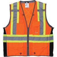 Surveyor Safety Vest, High Visibility Orange, Large, Polyester Waymarc Industries Inc