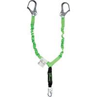 Miller&reg; StretchStop&reg; Shock-Absorbing Lanyard, 6', Scaffold Hook Center, Locking Snap Hook Leg Ends, Polyester Waymarc Industries Inc