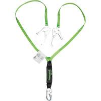 Miller&reg; HP Shock-Absorbing Lanyard, 6', Scaffold Hook Center, Locking Snap Hook Leg Ends, Polyester Waymarc Industries Inc