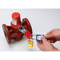 Housse de s&eacute;curit&eacute; pour fontaine et dispositif de cadenassage pour robinet &agrave; tournant, Ensemble Vanne/Robinet &agrave; eau Waymarc Industries Inc