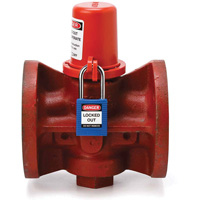 Housse de s&eacute;curit&eacute; pour fontaine et dispositif de cadenassage pour robinet &agrave; tournant, Ensemble Vanne/Robinet &agrave; eau Waymarc Industries Inc