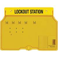 Poste de cadenassage trilingue recouvert, Cadenas Aucune, Capacit&eacute; de 4, Cadenas Non compris Waymarc Industries Inc
