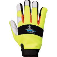 ClutchGear&reg; High-Visibility Mechanic's Gloves, Grain Goatskin Palm, Size Medium Waymarc Industries Inc