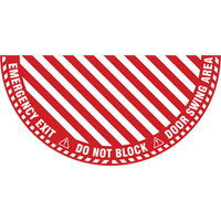 Signalisation au sol ?Emergency Exit? (sortie de secours) pour porte battante en demi-cercle, Adh&eacute;sif, Anglais avec pictogramme Waymarc Industries Inc