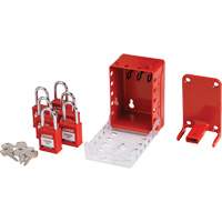 Ultra Compact Group Lockout Box with Nylon Safety Lockout Padlocks, Red Waymarc Industries Inc
