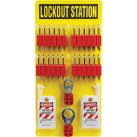 Lockout Board with Keyed Different Nylon Safety Lockout Padlocks, Plastic Padlocks, 24 Padlock Capacity, Padlocks Included Waymarc Industries Inc