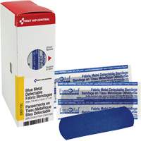 Fabric Blue Detectable Bandages, Rectangular/Square, 1", Fabric Metal Detectable, Sterile SHE879 | Waymarc Industries Inc