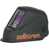 Premium Series ADF Welding Helmet with Extra-Large Blue Lens Technology, 3.94" L x 3.28" W View Area, Black/Orange SHE954 | Waymarc Industries Inc
