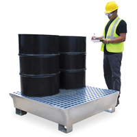 4-Drum Steel Ultra-Spill Pallet&reg;, 68 US gal. Spill Capacity, 49.1" x 47.1" x 10.9" Waymarc Industries Inc