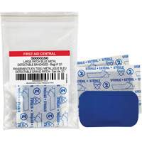 Pansements adhésifs bleus, Rectangulaire/carrée, 3", Tissu détectable, Non stérile SHG048 | Waymarc Industries Inc