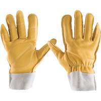 All-Leather Gloves, 7/Small, Grain Leather Palm, Elastic Cuff Waymarc Industries Inc