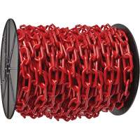 Chaîne de s&eacute;curit&eacute; en plastique robuste, Rouge, Maillon de 2", 100' de long Waymarc Industries Inc