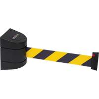 Wall Mount Barrier with Tape Cassette, Plastic, Magnetic Mount, 15', Black and Yellow Tape SHH170 | Waymarc Industries Inc