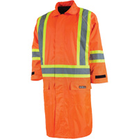 Long Rain Jacket with Detachable Hood, Nylon/PVC, Small, High Visibility Orange SHH310 | Waymarc Industries Inc