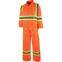 Vêtement imperméable étanche, Nylon/PVC, T-petit, Orange haute visibilité SHH318 | Waymarc Industries Inc
