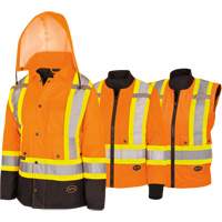 5020BBW Manteau 7 en 1 imperm&eacute;able pour femmes avec capuchon, Polyester/Polyur&eacute;thane, Orange haute visibilit&eacute;, T-petit Waymarc Industries Inc