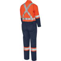 Tall 2-Tone Safety Coveralls with Zipper Closure, 40, High Visibility Orange/Navy Blue, CSA Z96 Class 3 - Level 2 SHH891 | Waymarc Industries Inc