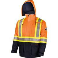 4484 Manteau de s&eacute;curit&eacute; Defender antistatique/ignifuge/anti-arc &eacute;lectrique en trilamin&eacute;, Petit, Noir/Orange haute visibilit&eacute;, 11 cal/cm² Waymarc Industries Inc