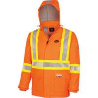 5884 Manteau imperm&eacute;able ignifuge et r&eacute;sistant aux arcs &eacute;lectriques avec capuchon Flash-Gard, Petit, Orange haute visibilit&eacute;, 51 cal/cm² Waymarc Industries Inc