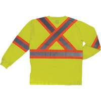 Long Sleeve Safety T-Shirt, Cotton, X-Small, High Visibility Lime-Yellow Waymarc Industries Inc
