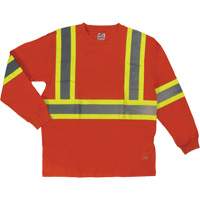 Long Sleeve Safety T-Shirt, Cotton, X-Small, High Visibility Orange SHI995 | Waymarc Industries Inc