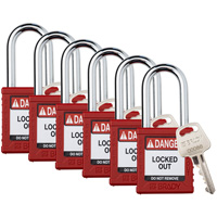 Velocity Lockout Padlocks, Red, Keyed Different, Nylon, 1-1/2" Width Waymarc Industries Inc