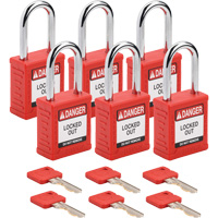 Velocity Lockout Padlocks, Red, Keyed Alike, Nylon, 1-1/2" Width Waymarc Industries Inc