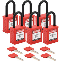 Velocity Lockout Padlocks, Red, Keyed Alike, Nylon, 1-1/2" Width Waymarc Industries Inc