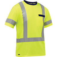 Bisley&reg; X-Back Short Sleeve Shirt, Poly-Cotton, Small, High Visibility Lime-Yellow Waymarc Industries Inc