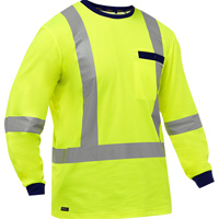 Bisley&reg; X-Back Long Sleeve Shirt, Poly-Cotton, Small, High Visibility Lime-Yellow Waymarc Industries Inc