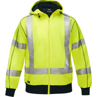 Bisley&reg; X-Back Full Zip Hooded Sweatshirt with Sherpa Lining, Small, High Visibility Lime-Yellow Waymarc Industries Inc