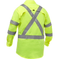 Bisley&reg; X-Back Long Sleeve Work Shirt with X-Airflow, Poly-Cotton, Small, High Visibility Lime-Yellow Waymarc Industries Inc